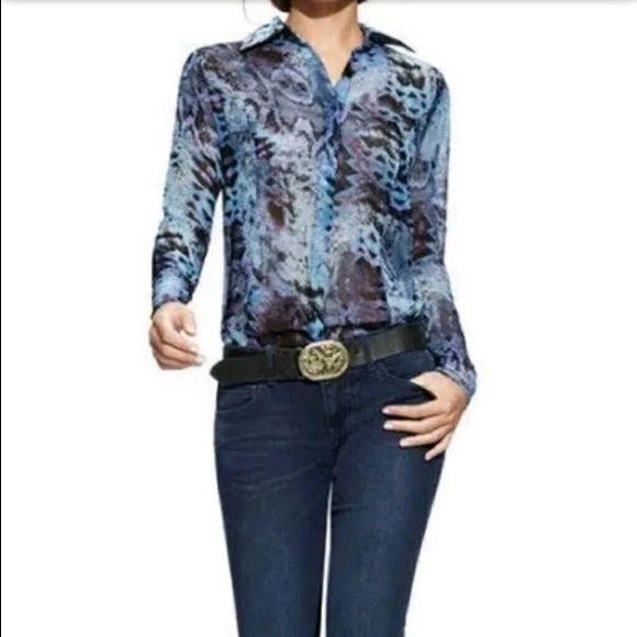 CAbi Tops - CAbi Style 609 Snake Python Animal Print Button Up